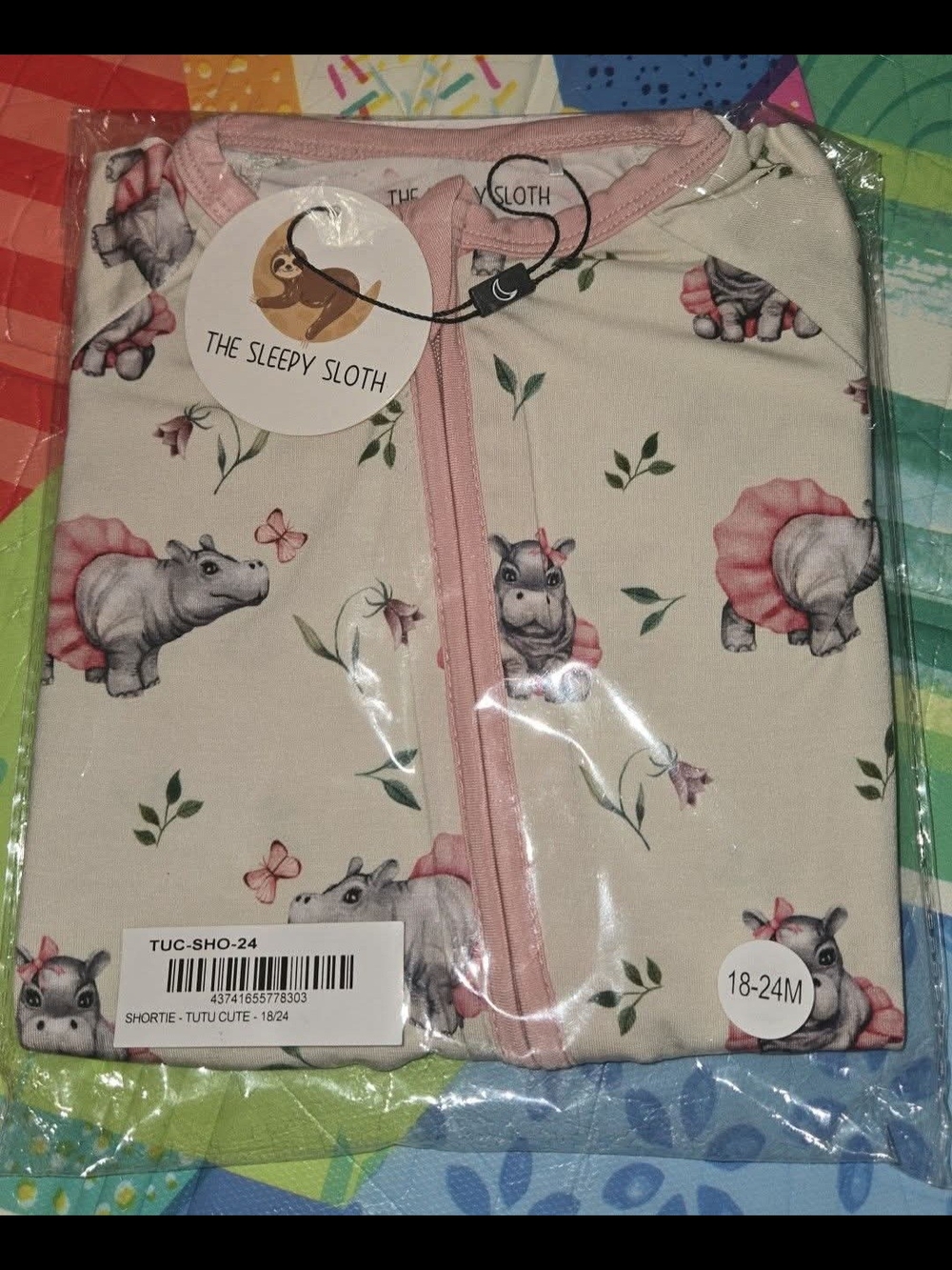 The Sleepy Sloth Pink Tutu Cute One-Piece Bodysuit/shortie BAMBOO